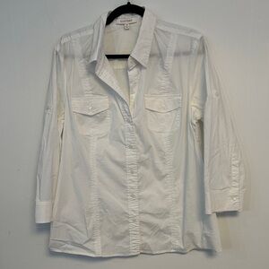 Ellen Tracy White Button Down Shirt